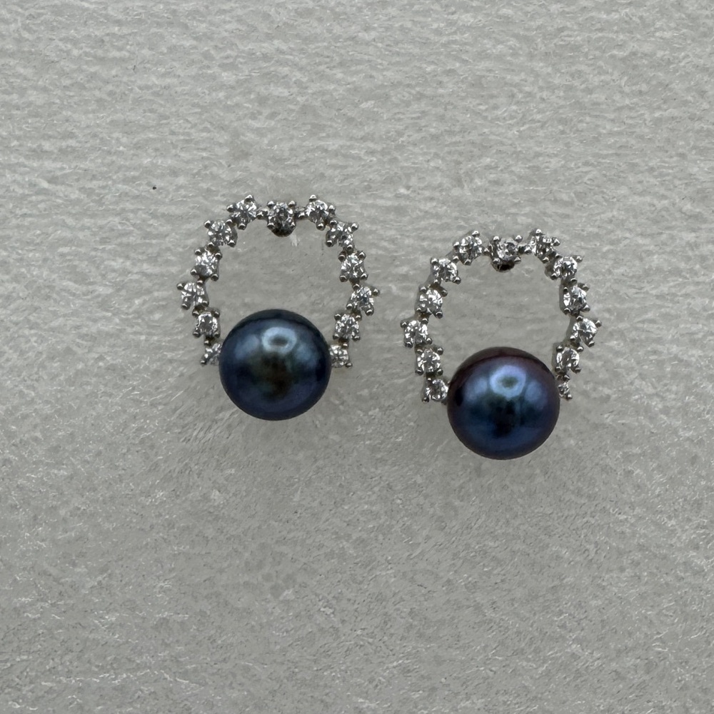 Silver plated over Copper Real Fresh Water Pearl Studs
